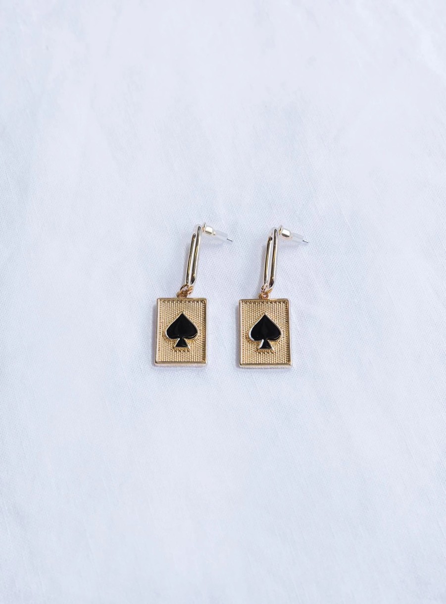 Accessories * | Princess Polly Lower Impact Reclaimed Metal Poker Face Earrings Gold