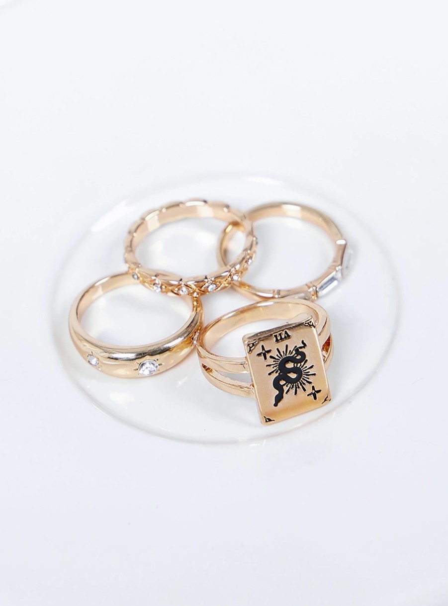 Accessories * | Princess Polly Lower Impact Snake Eyes Ring Pack Gold