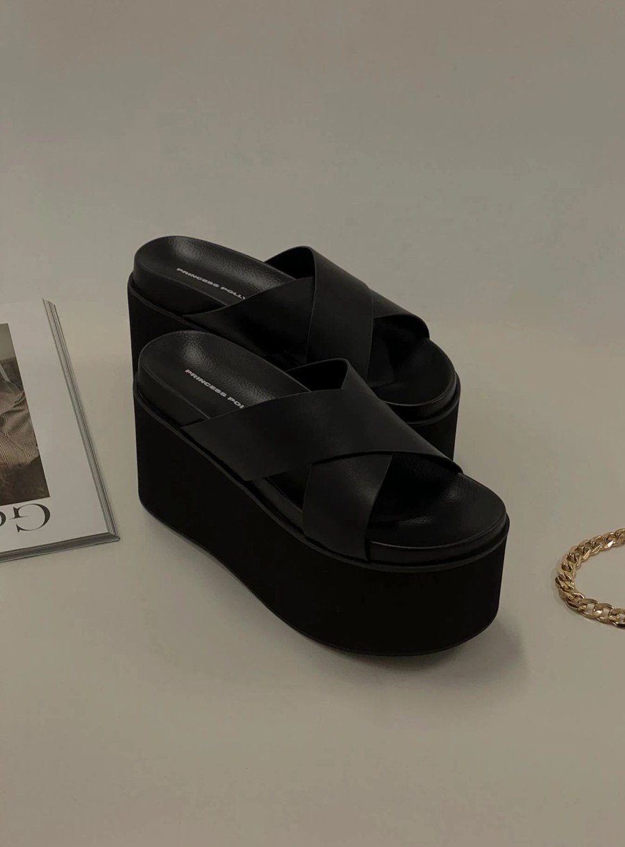 Shoes * | Princess Polly Lower Impact Stockholm Platform Sandals Black