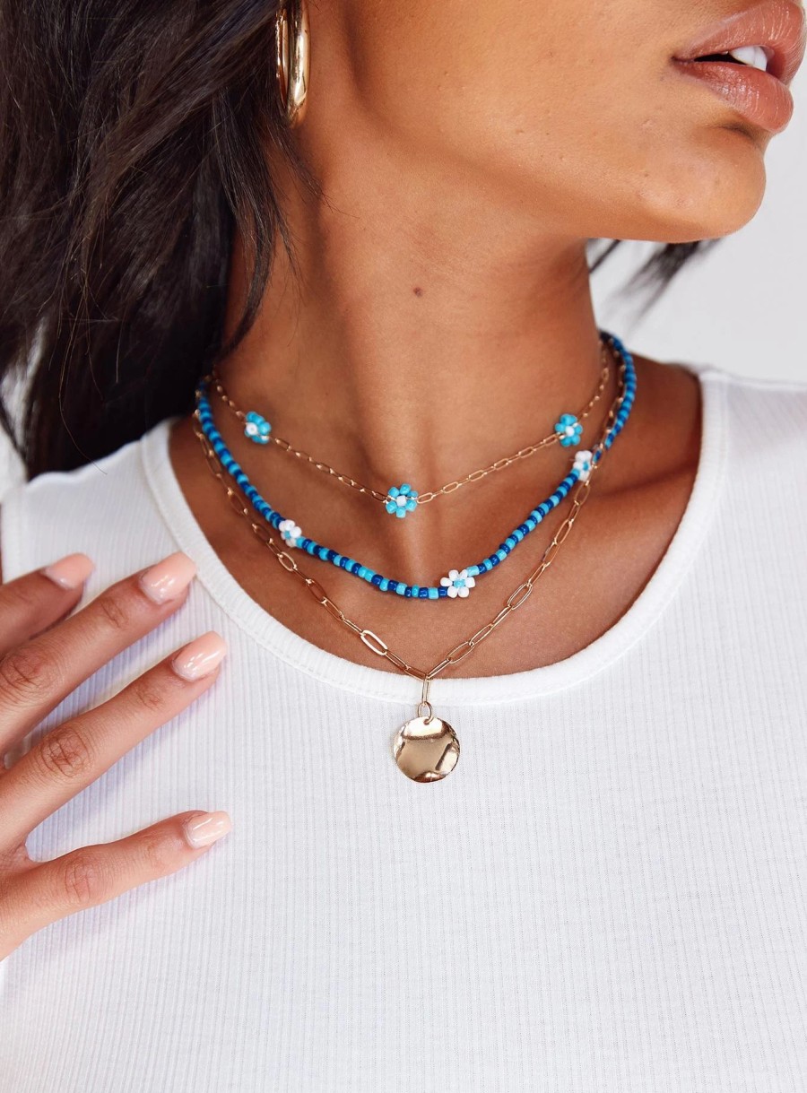 Accessories * | Princess Polly Lower Impact Bluebell Necklace Pack Gold