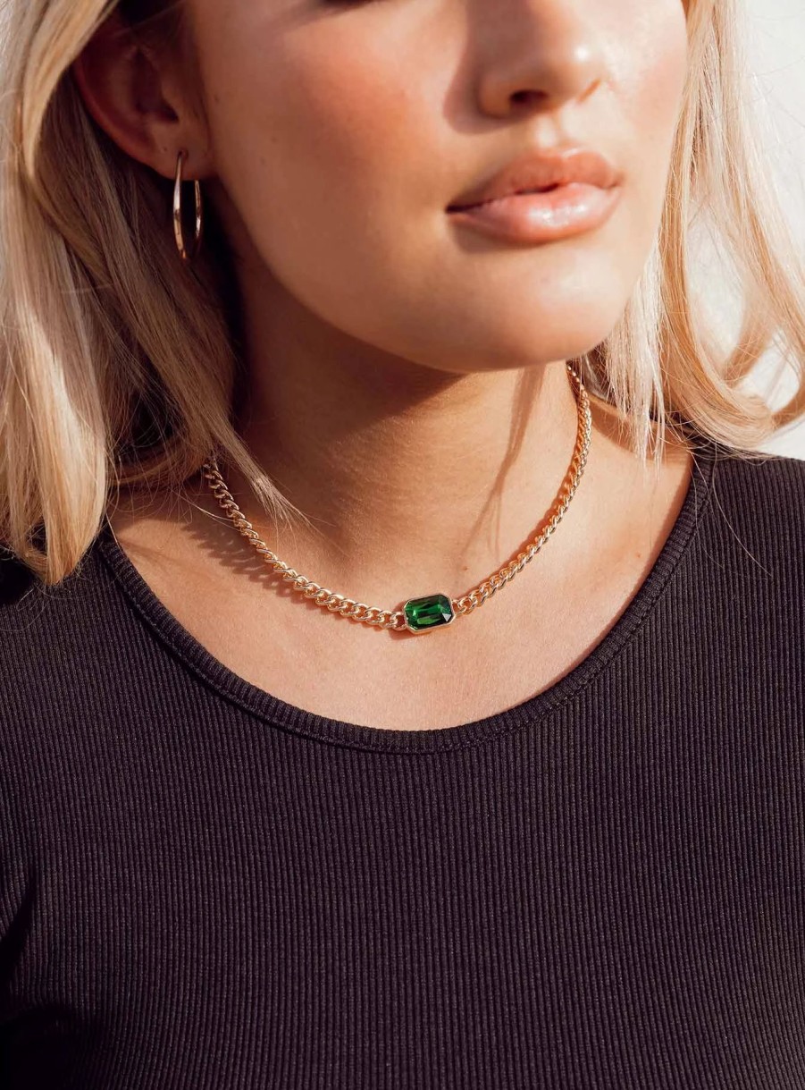 Accessories * | Princess Polly Emerald Dreams Necklace Gold / Green