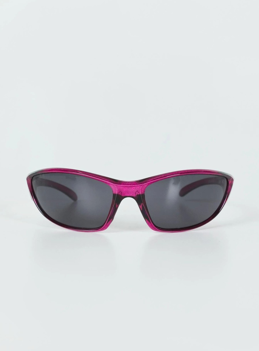 Accessories * | Princess Polly Rave On Sunglasses Burgundy