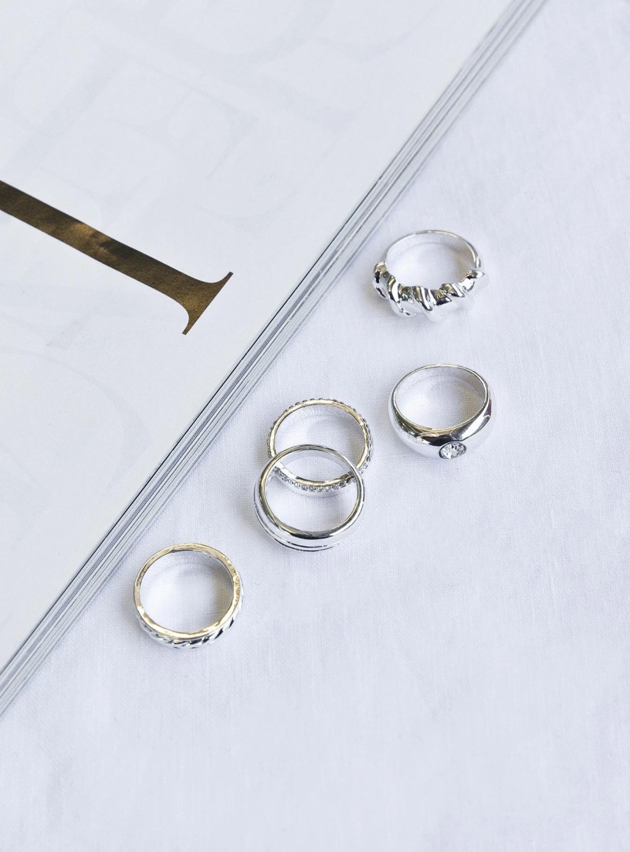 Accessories * | Princess Polly Lower Impact Myko Ring Pack Silver