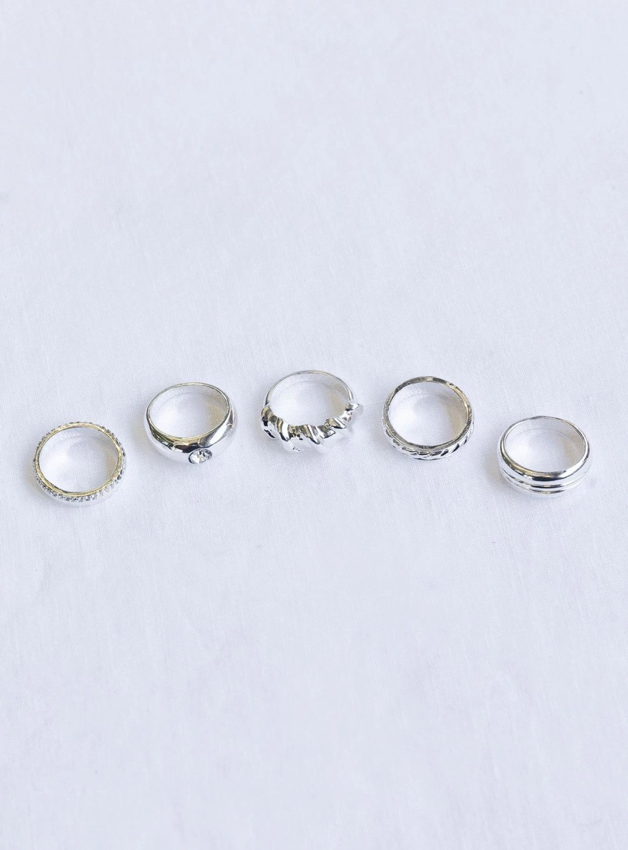 Accessories * | Princess Polly Lower Impact Myko Ring Pack Silver