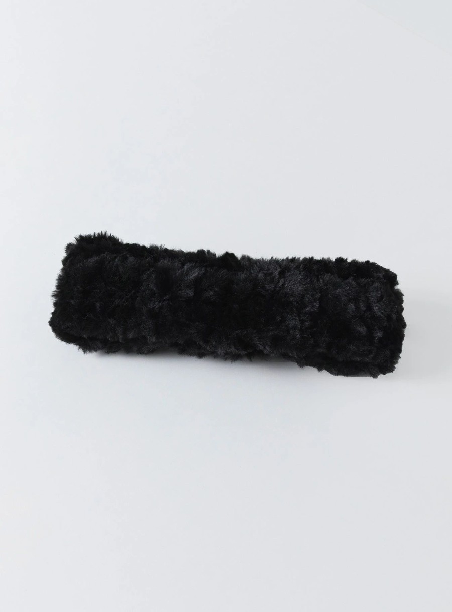 Accessories * | Princess Polly Sabara Fluffy Headband Black