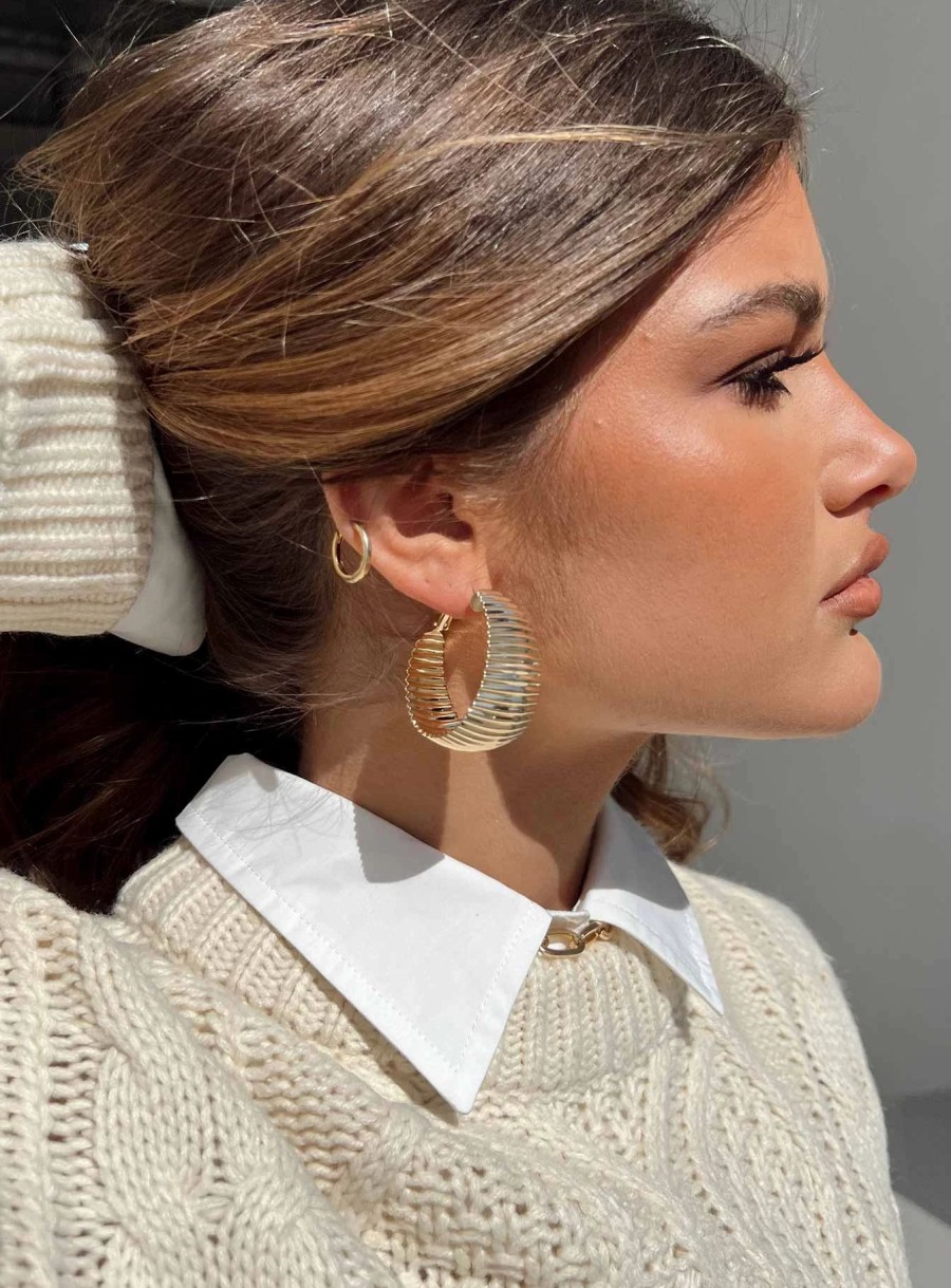 Accessories * | Princess Polly Lower Impact Zella Hoop Earrings Gold