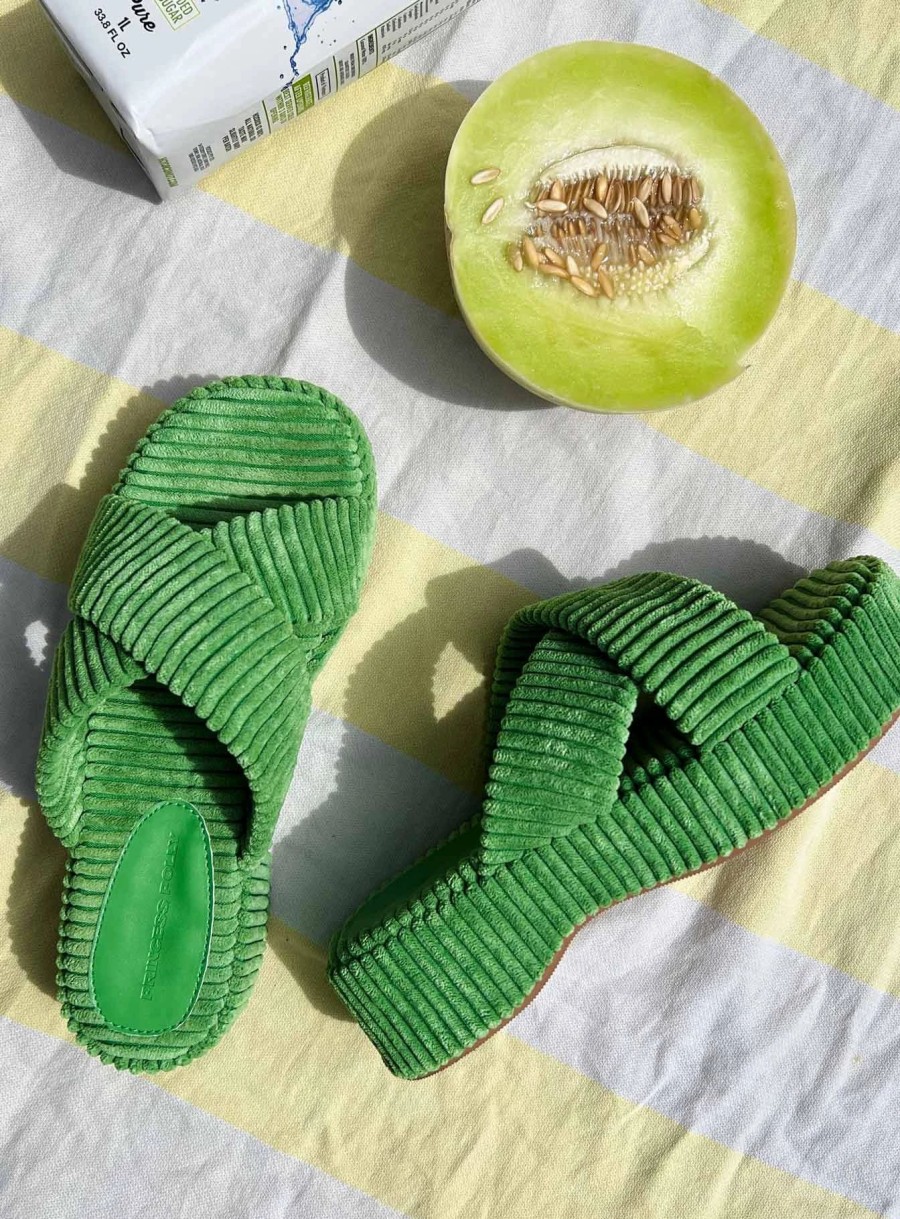 Shoes * | Princess Polly Kora Corduroy Sandals Primary Green