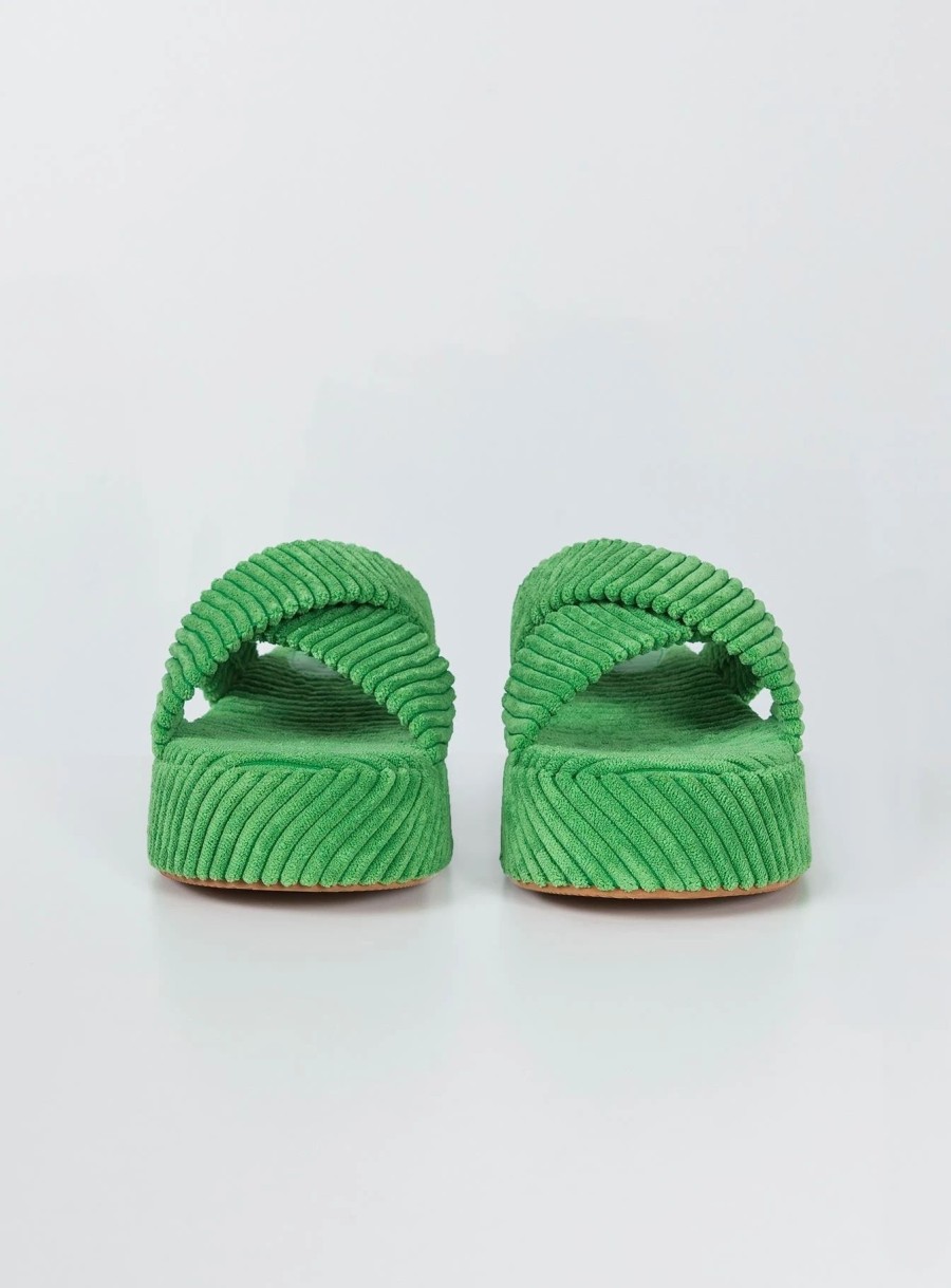 Shoes * | Princess Polly Kora Corduroy Sandals Primary Green