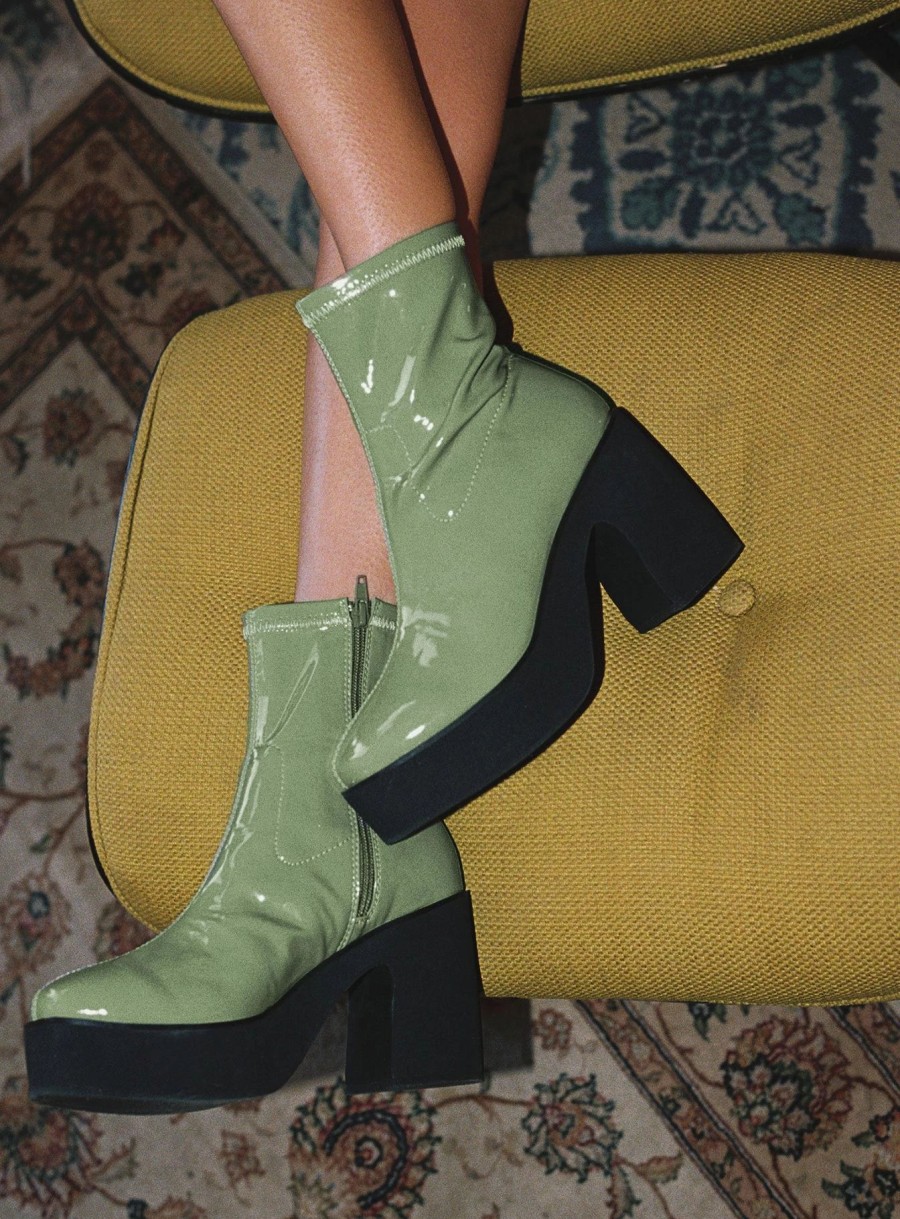 Shoes * | Princess Polly Stillwater Platform Boots Green