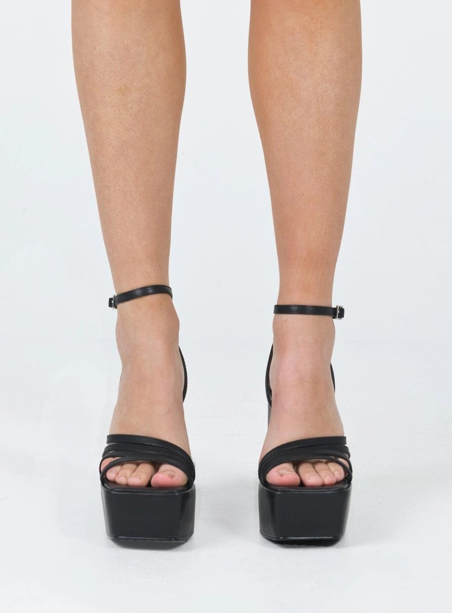 Shoes * | Princess Polly Lower Impact Bardem Platform Heels Eco Black