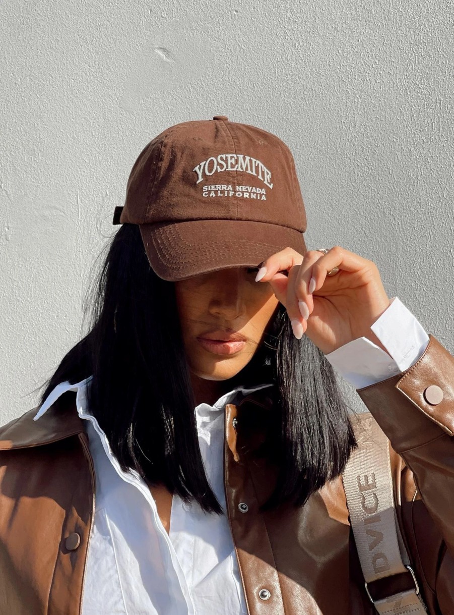 Accessories * | Princess Polly Yosemite Cotton Cap Brown