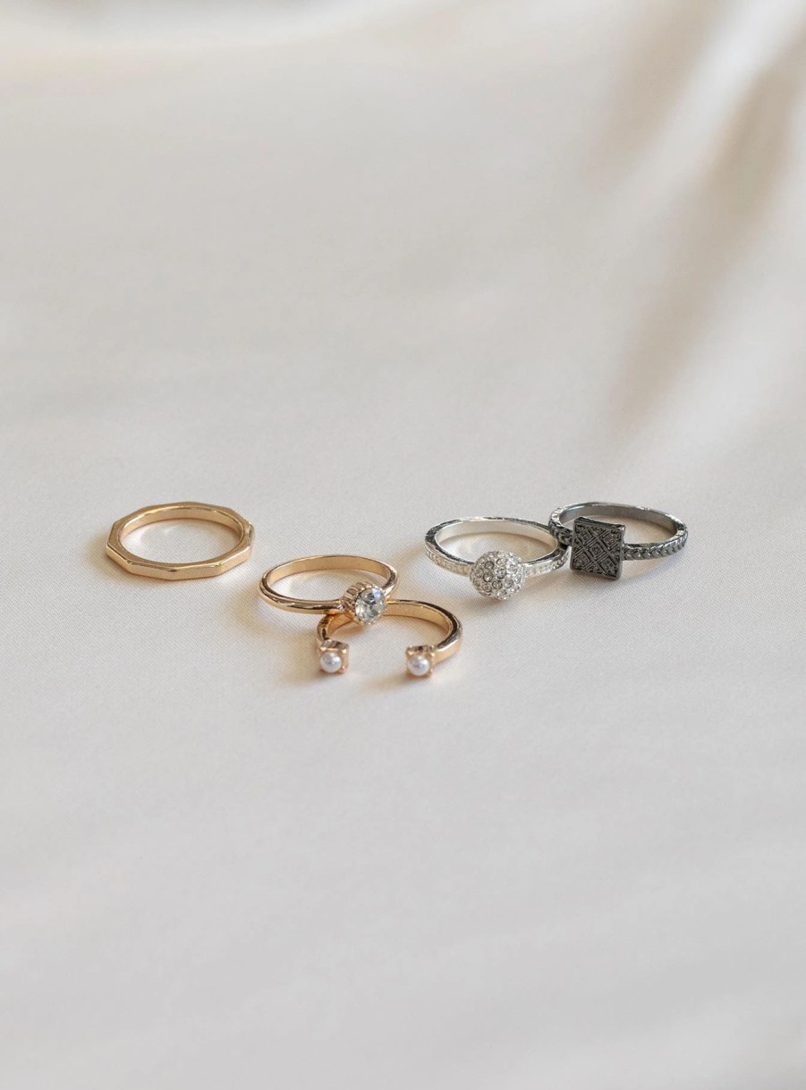 Accessories * | Princess Polly Lower Impact Belmont Ring Pack Multi