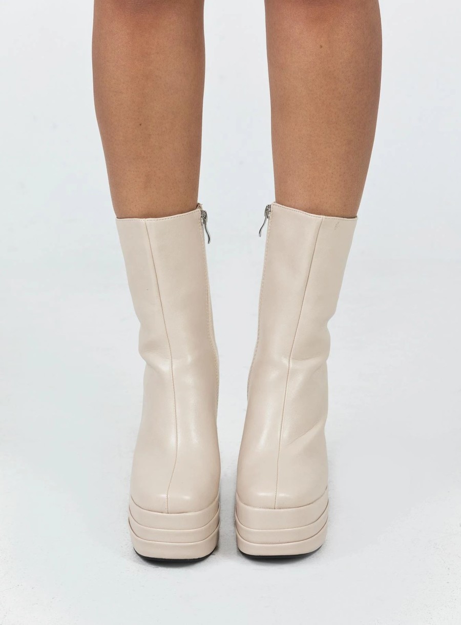 Shoes * | Princess Polly Ricardo Platform Ankle Boots Cream