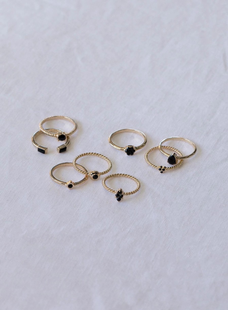 Accessories * | Princess Polly Lower Impact Dark Queen Ring Pack / Multi Gold