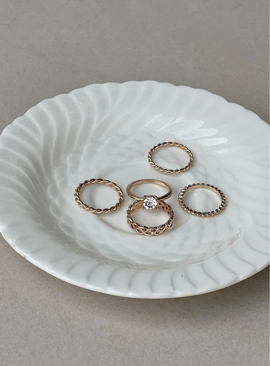 Accessories * | Princess Polly Lower Impact Time Out Ring Set Gold