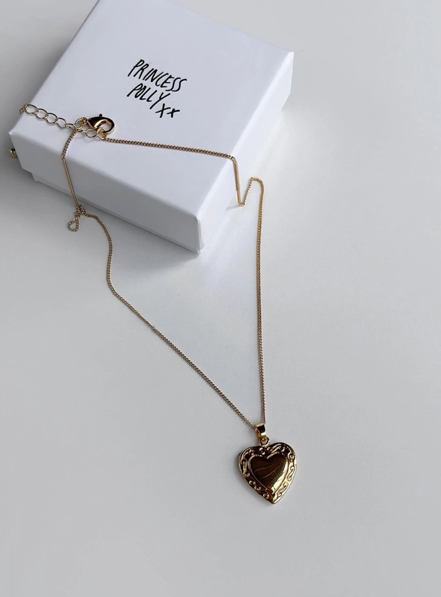 Accessories * | Princess Polly Lock It Up Plated Necklace Gold