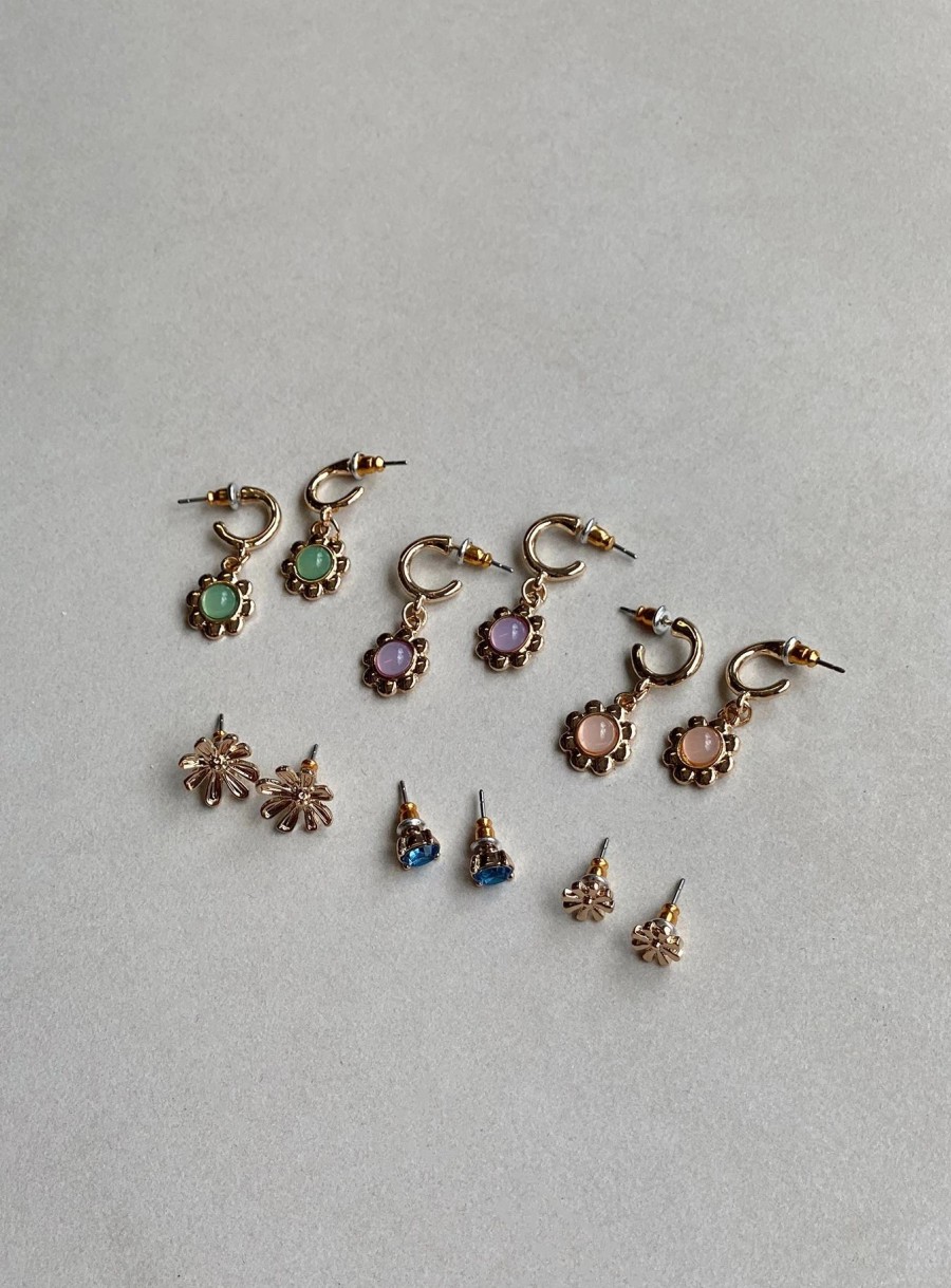 Accessories * | Princess Polly Lower Impact Evans Earring Pack Gold