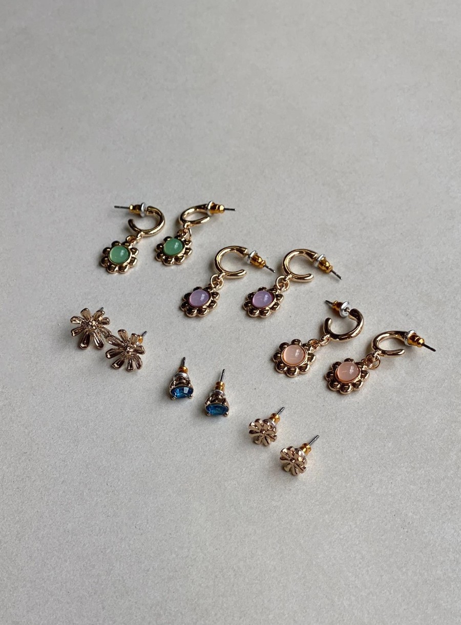 Accessories * | Princess Polly Lower Impact Evans Earring Pack Gold