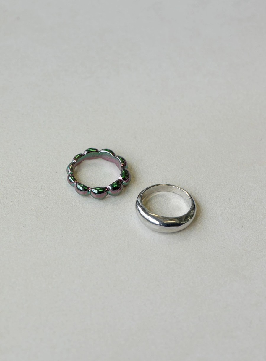 Accessories * | Princess Polly Lower Impact Kenar Ring Pack Silver