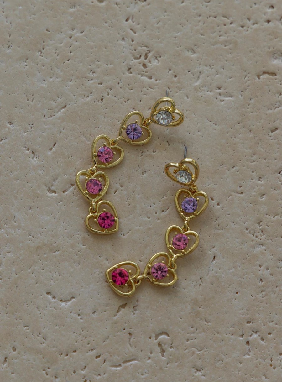 Accessories * | Princess Polly Lower Impact Padilla Heart Earrings / Multi Gold