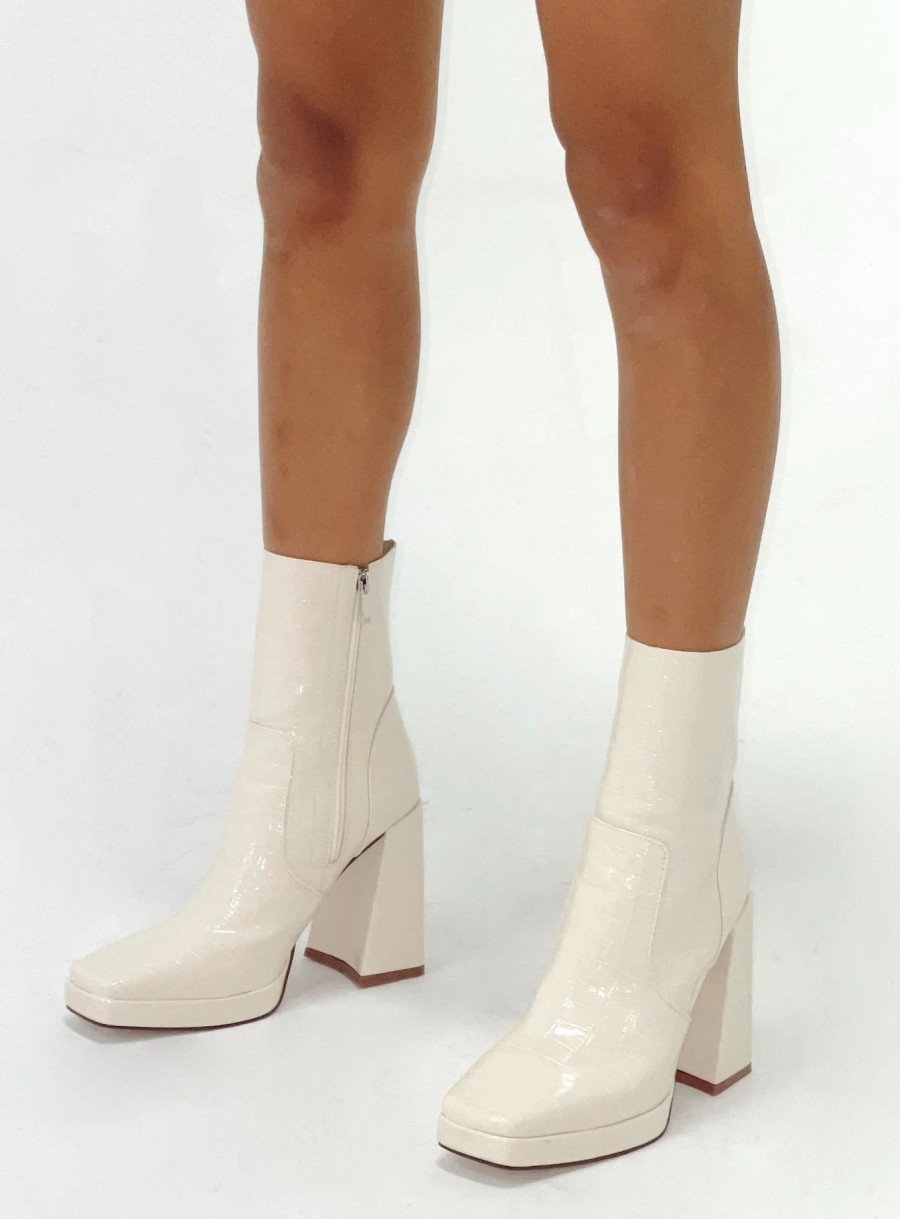 Shoes * | Princess Polly Jamie Croc Platform Boots Cream