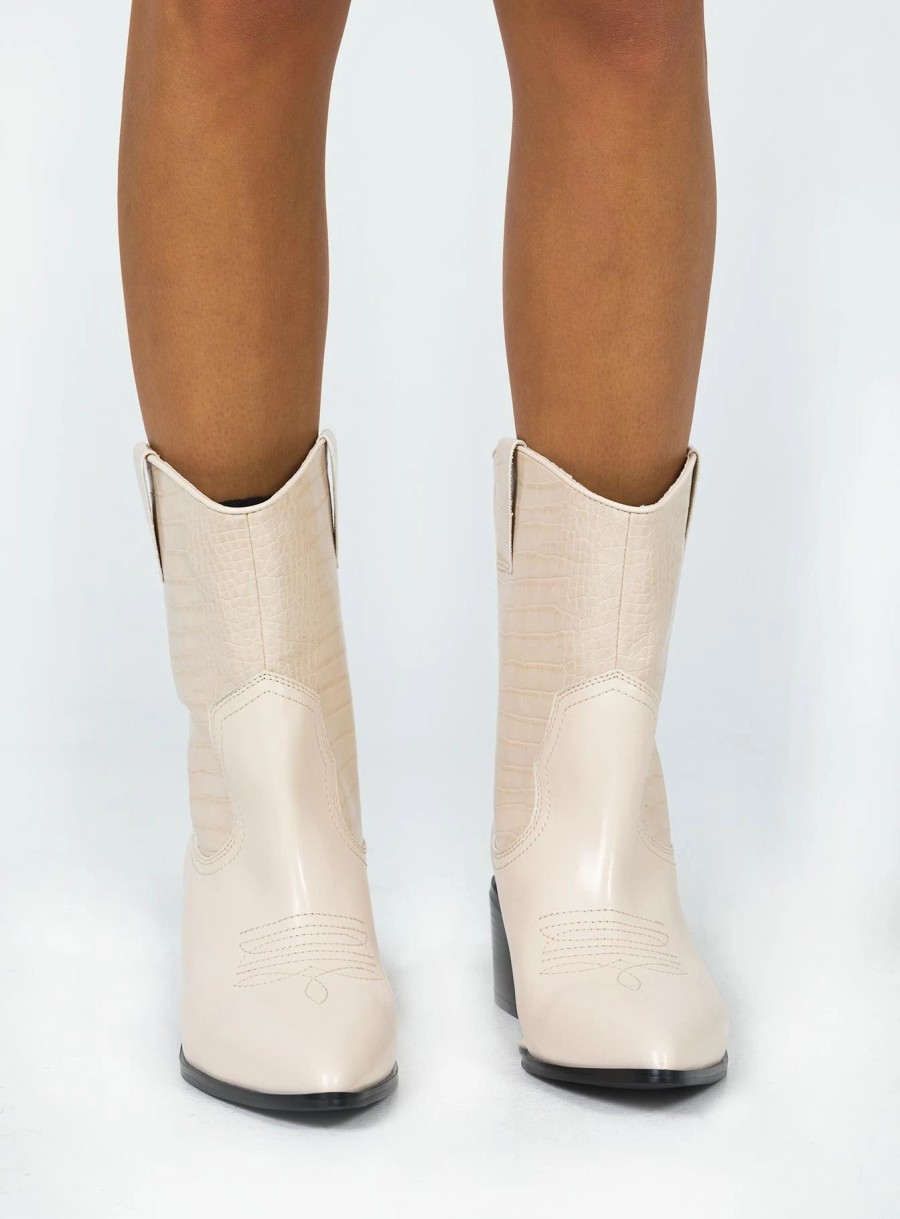 Shoes * | Princess Polly Eastside Boots Cream