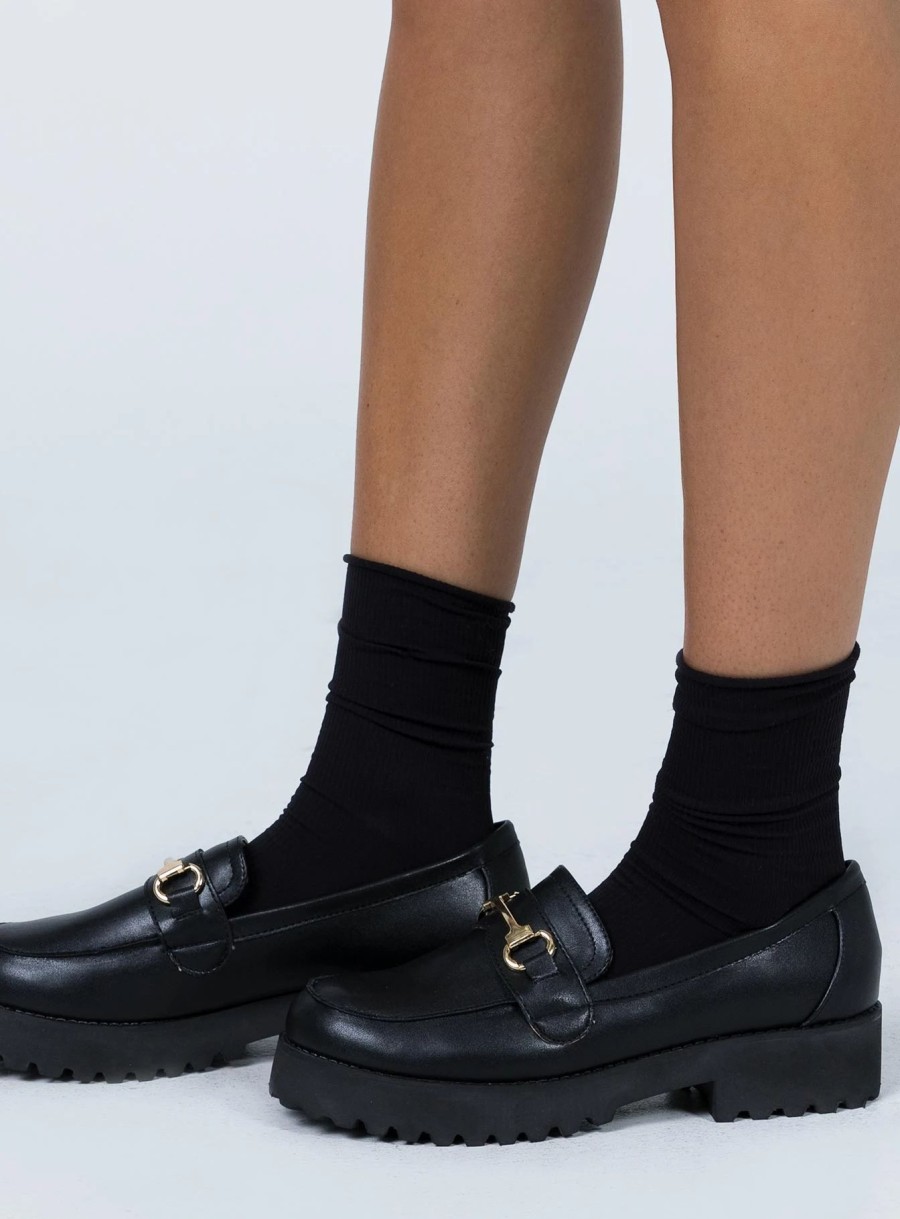 Shoes * | Princess Polly Saxton Loafers Black