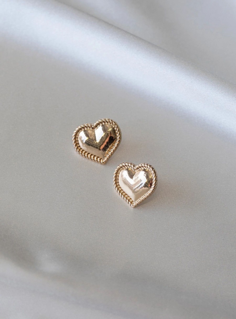 Accessories * | Princess Polly Erslie Heart Earrings Gold