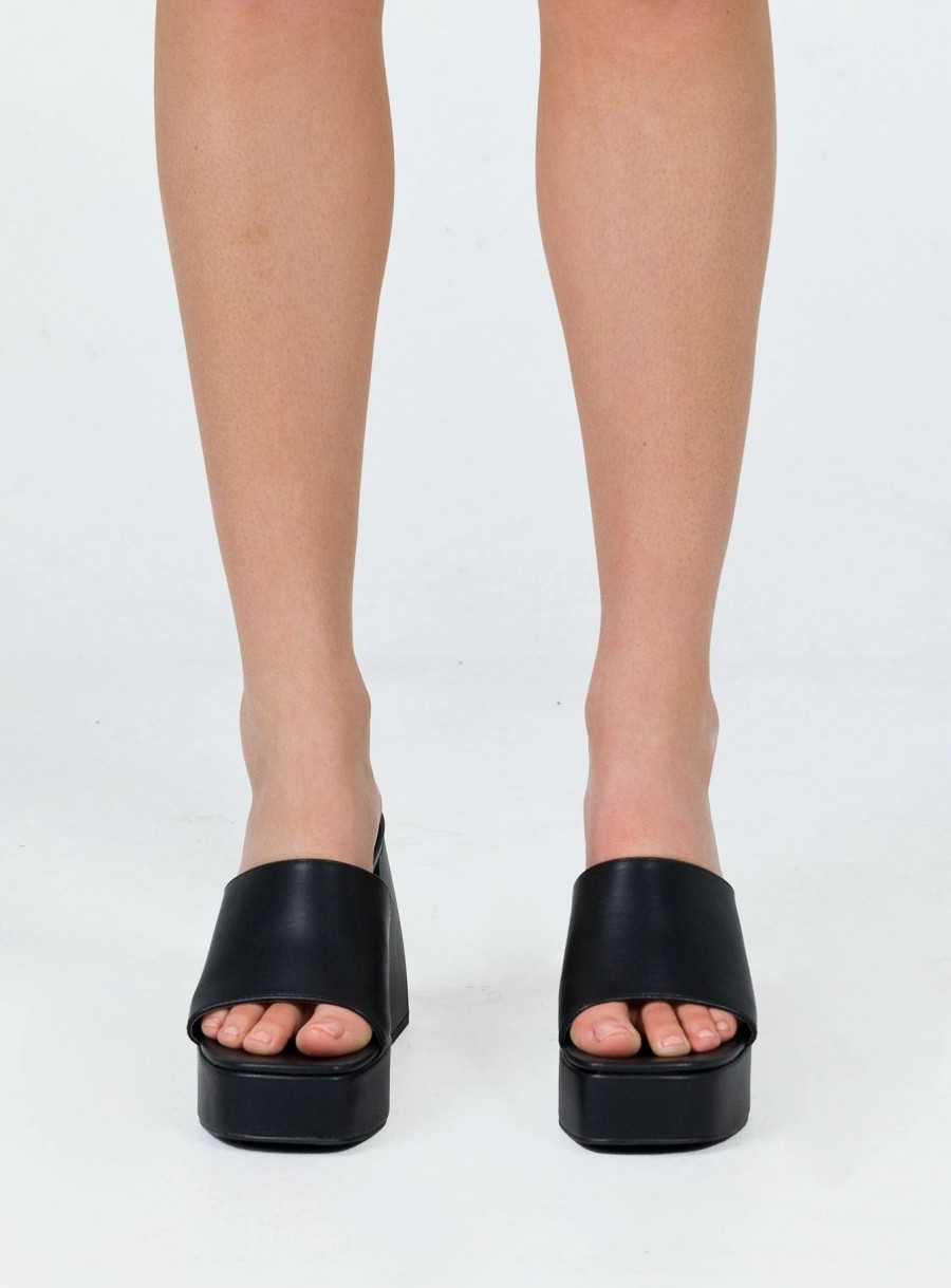 Shoes * | Princess Polly Lower Impact Shapiro Mules Platform Heels Black