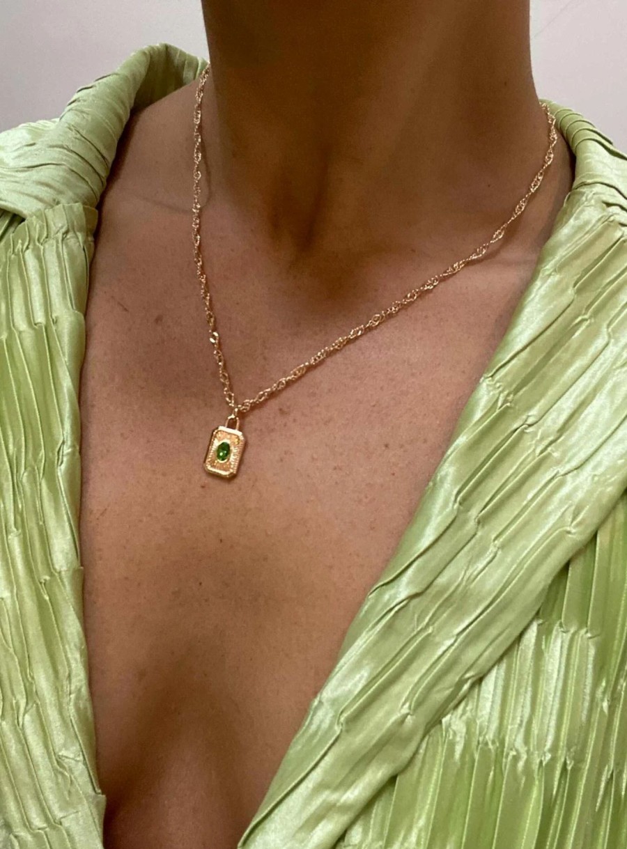 Accessories * | Princess Polly Honeydew Necklace / Green Gold