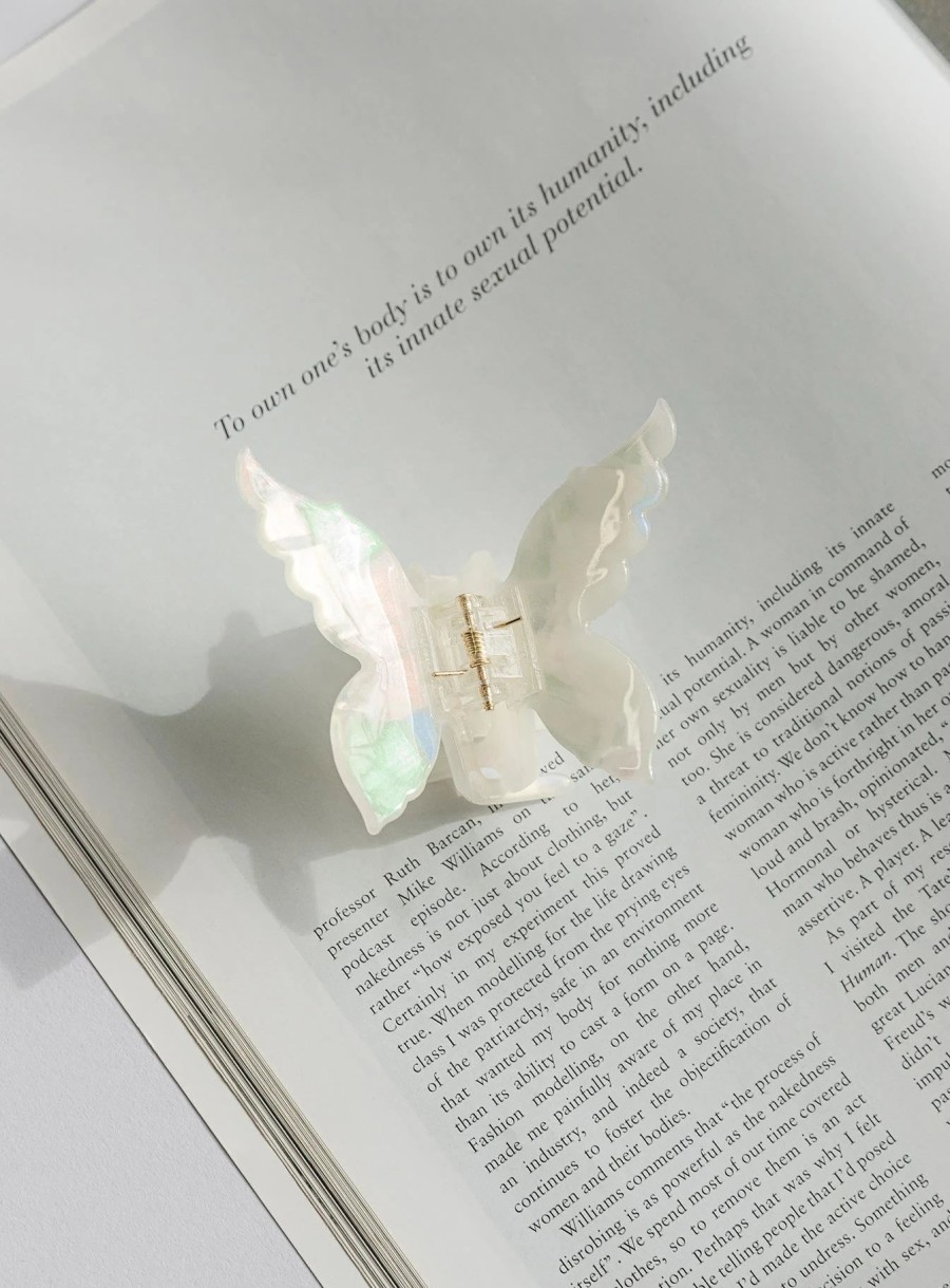 Accessories * | Princess Polly Lower Impact Portillo Butterfly Hair Clip White Sage