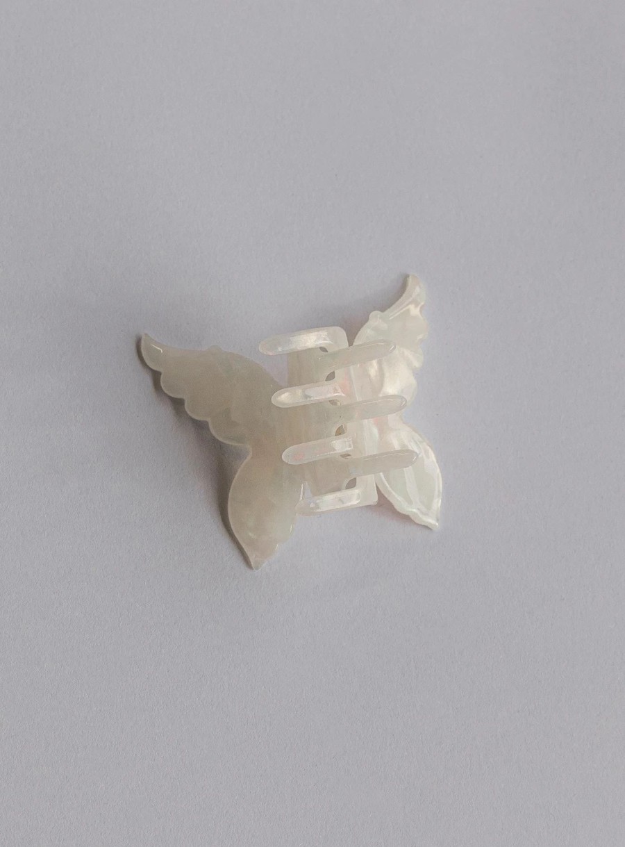 Accessories * | Princess Polly Lower Impact Portillo Butterfly Hair Clip White Sage