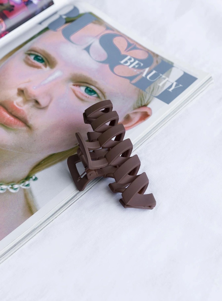 Accessories * | Princess Polly Cinna Hair Clip Chocolate Brown