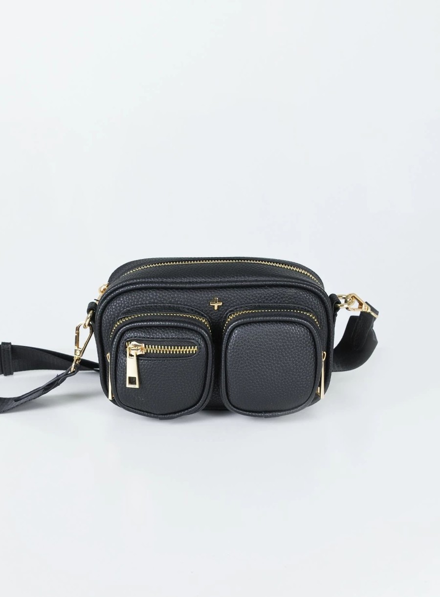 Accessories * | Peta And Jain Peta & Jain Lala Crossbody Bag Black Pebble / Gold Black / Gold