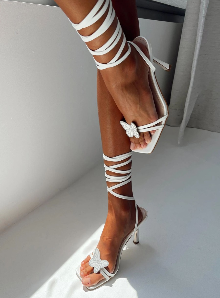 Shoes * | Princess Polly Lamina Strappy Heels White