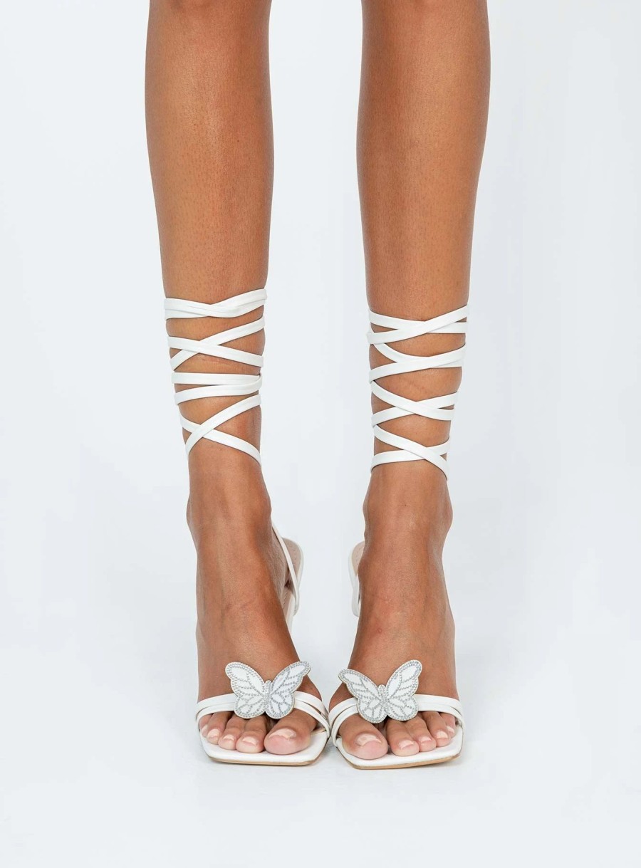 Shoes * | Princess Polly Lamina Strappy Heels White