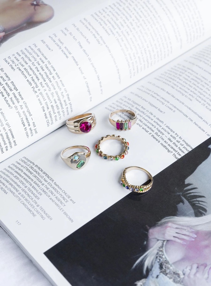 Accessories * | Princess Polly Lower Impact Tinsley Ring Pack / Multi Gold