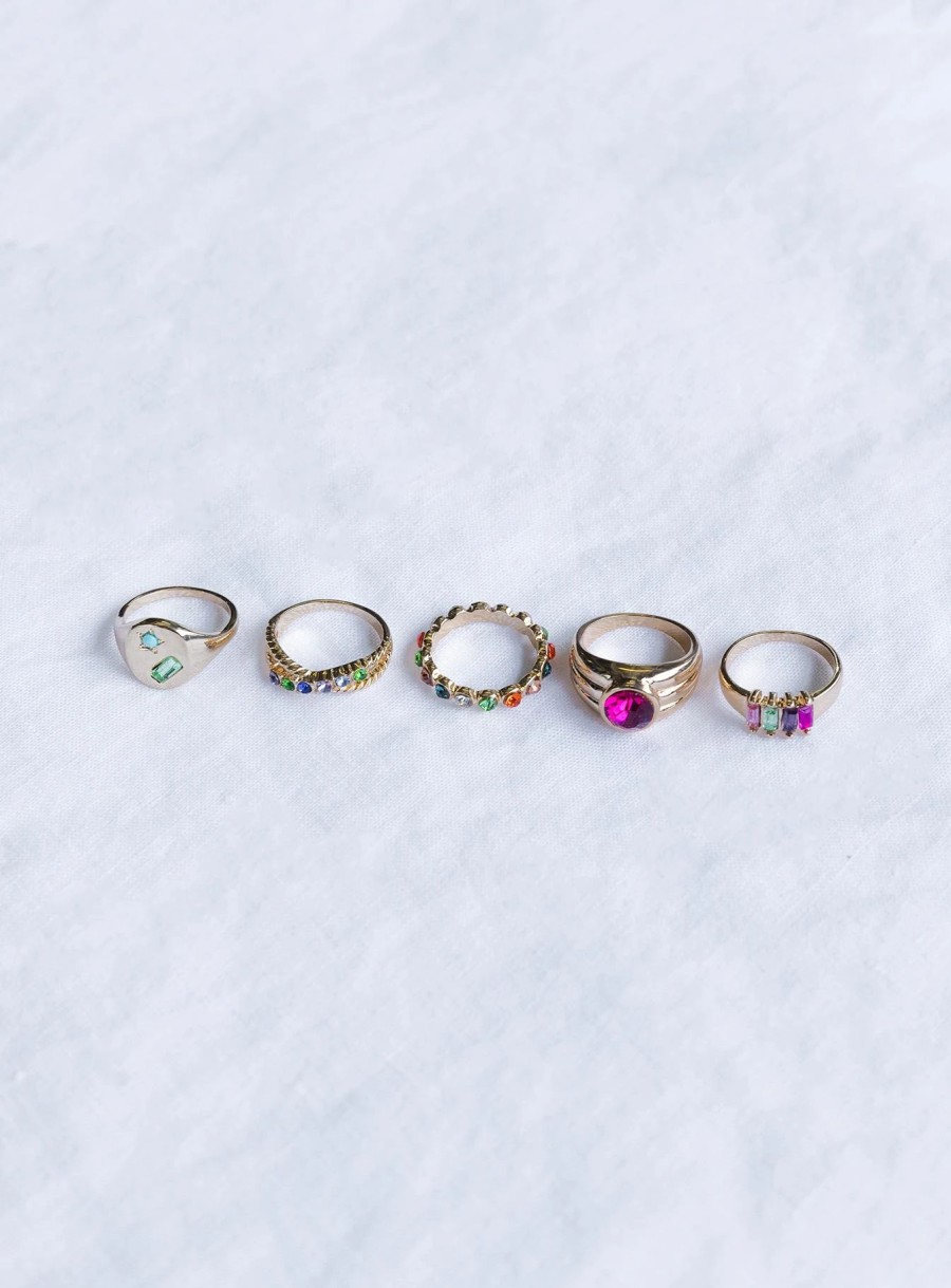 Accessories * | Princess Polly Lower Impact Tinsley Ring Pack / Multi Gold