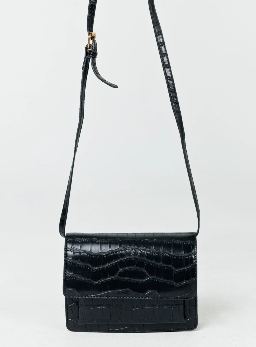 Accessories * | Princess Polly Valentine Croc Bag Black