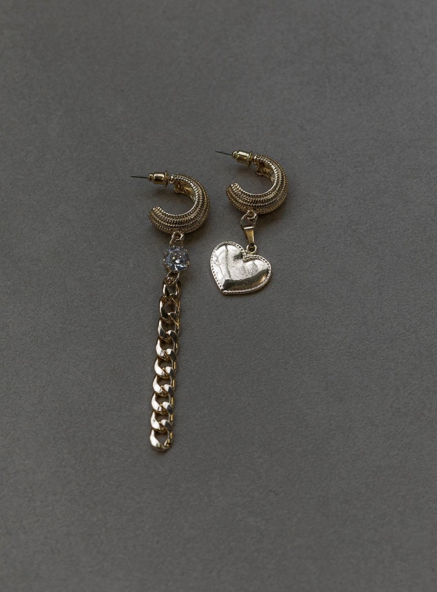 Accessories * | Princess Polly Rosario Heart Earrings Gold