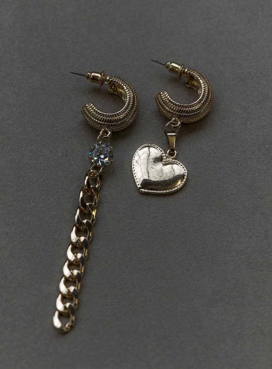 Accessories * | Princess Polly Rosario Heart Earrings Gold