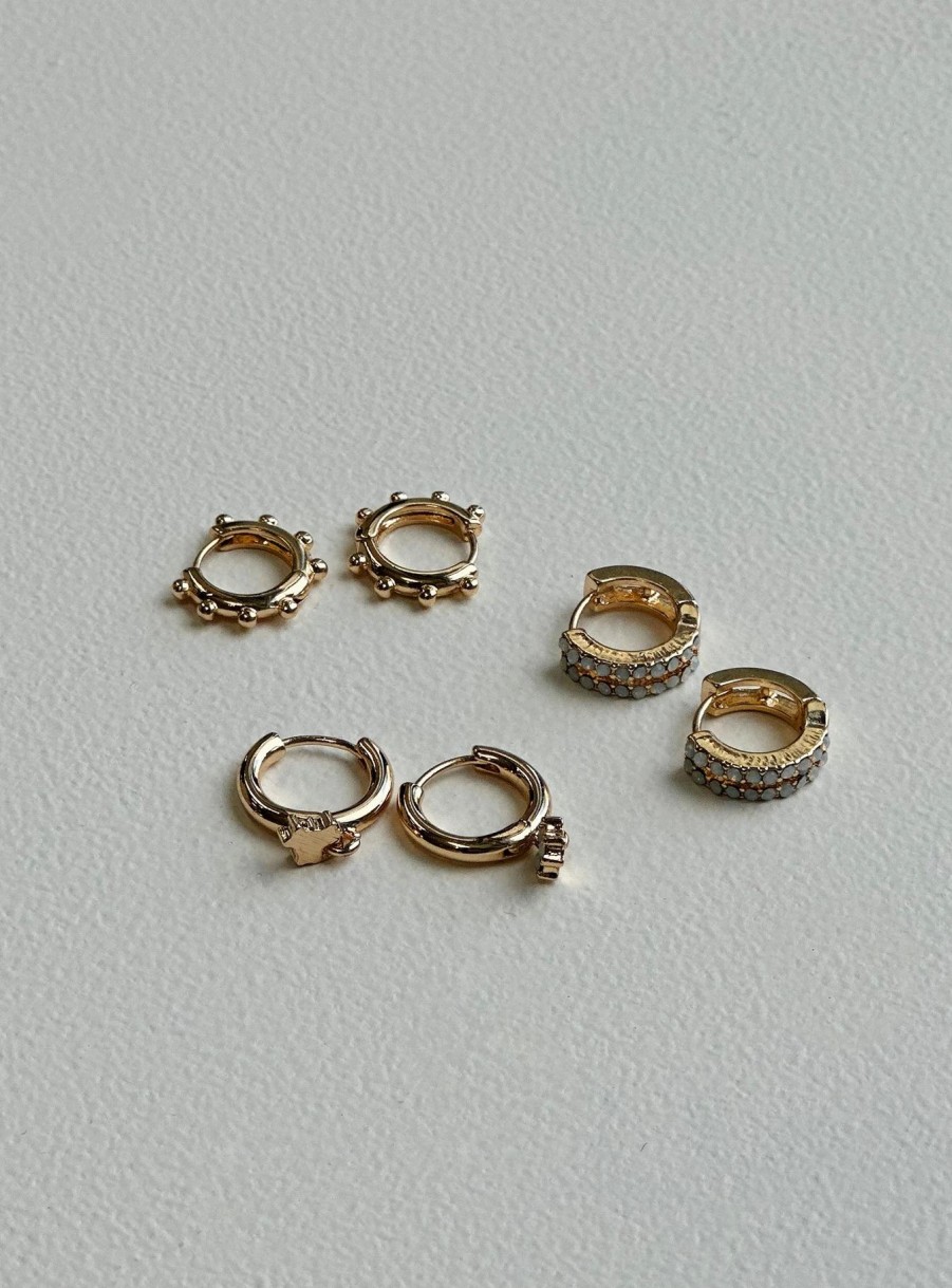 Accessories * | Princess Polly Alizzi Earring Pack Gold