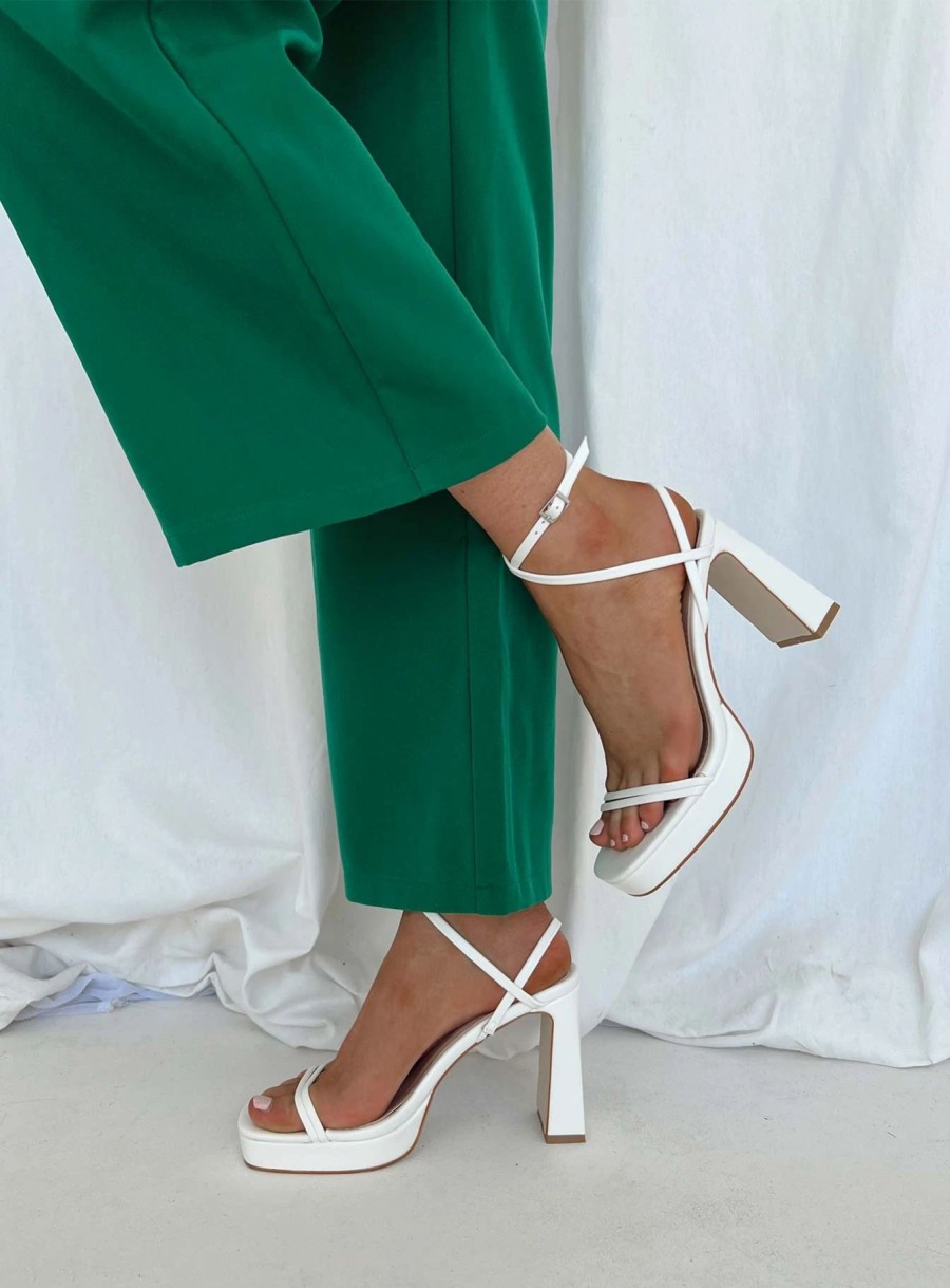 Shoes * | Princess Polly Tessie Ankle Strap Heel Matte White