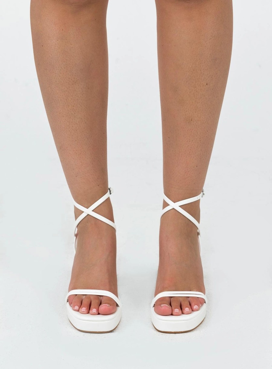 Shoes * | Princess Polly Tessie Ankle Strap Heel Matte White