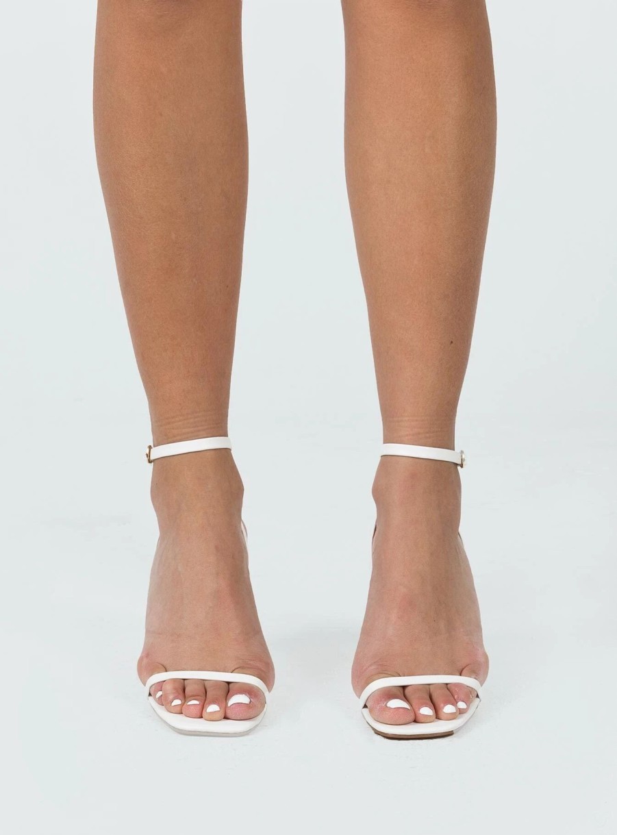 Shoes * | Princess Polly Nightfall Ankle Strap Block Heels Matte White