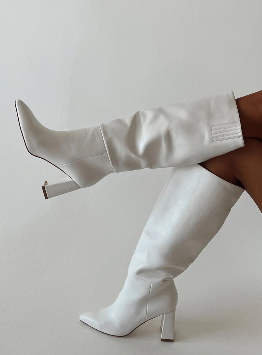 Shoes * | Princess Polly Vesper Knee High Boots White