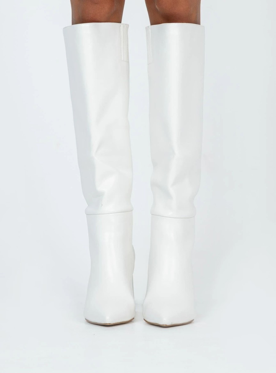 Shoes * | Princess Polly Vesper Knee High Boots White