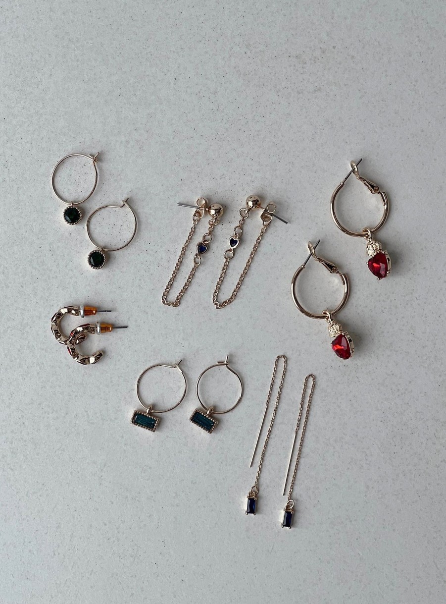 Accessories * | Princess Polly Queen Of Charms Earring Pack Gold