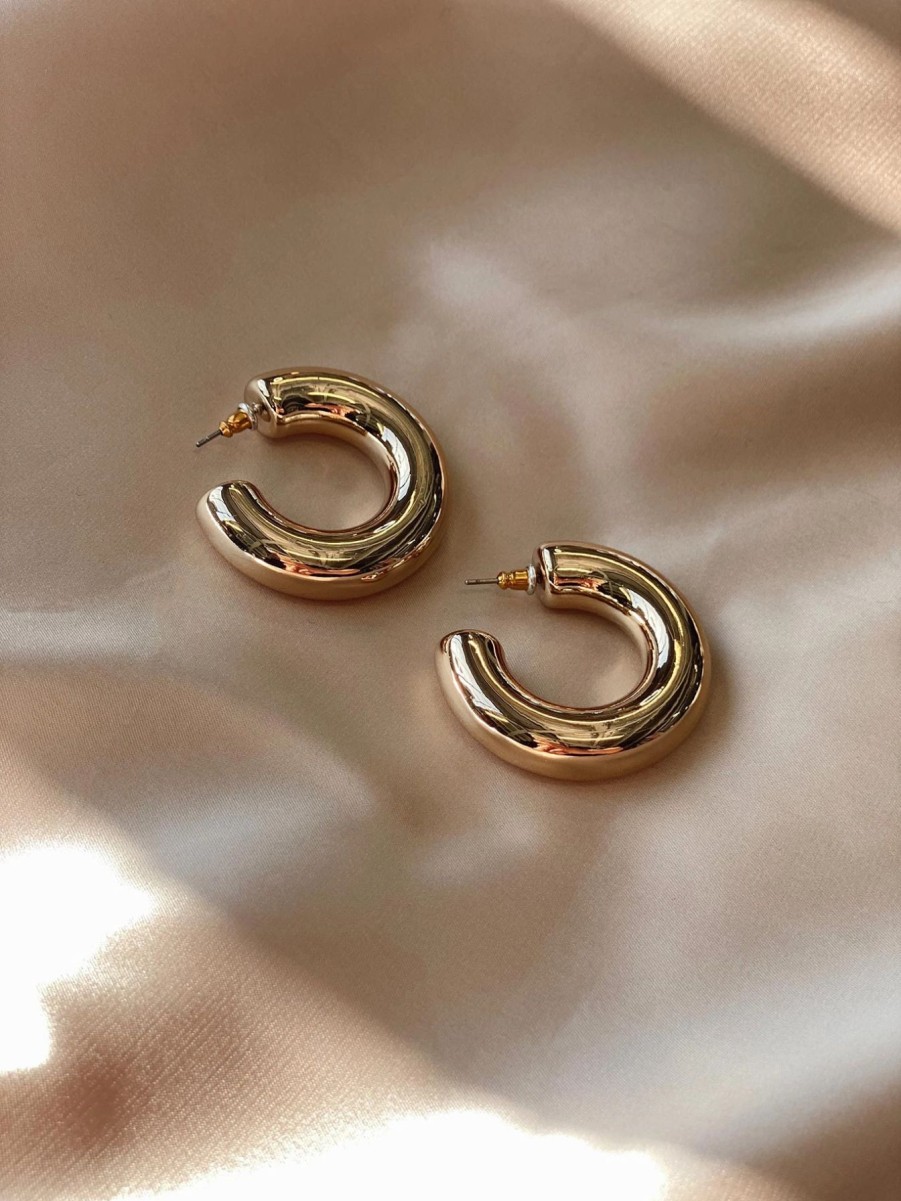 Accessories * | Princess Polly Posner Thick Hoop Earrings Gold