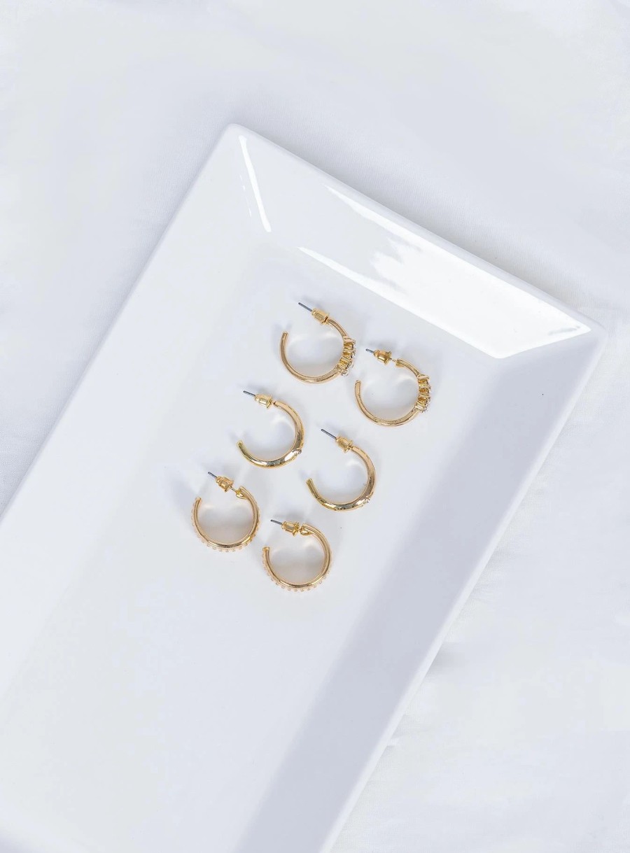 Accessories * | Princess Polly Lower Impact Sven Earring Pack Gold